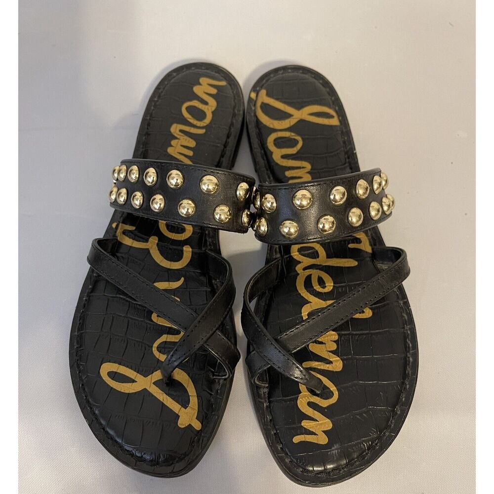 Sam Edelman Gensen Blank Leather Studded Toe Strap Sandals Shoes Women's 6